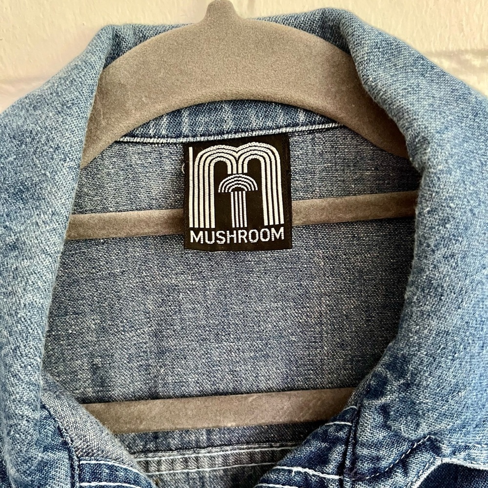 ❌SOLD❌ Vintage 1970s MUSHROOM Denim Button-Up w/ Waist Tie, SZ 11/12, EUC!!! - Picture 3 of 7